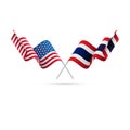 USA and Thailand flags. Vector illustration.