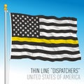 USA, thin line yellow waving flag, dispatchers symbol, USA