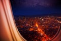 USA town night panorama view from plane window Royalty Free Stock Photo