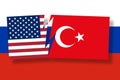 Usa and Turkey financial, diplomatic crisis concept. Royalty Free Stock Photo