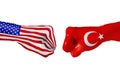 USA and Turkey flag. Concept fight, business competition, conflict or sporting events Royalty Free Stock Photo