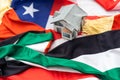 USA and UAE flags and toy house Royalty Free Stock Photo