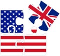 USA - UK : puzzle shapes with flags