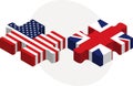 USA and United Kingdom Flags in puzzle