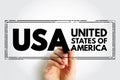USA - United States of America acronym text stamp, concept background Royalty Free Stock Photo