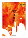 USA United States Of America Chicago Skyline City Gradient Vector Poster