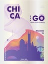 USA United States Of America Chicago Skyline Gradient Poster.