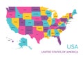 USA - United States of America - colored vector map with the division into states