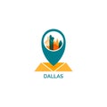 Dallas city skyline silhouette vector logo illustration