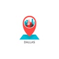 Dallas city skyline silhouette vector logo illustration