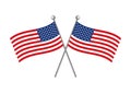 Two american crossed flags vector illustration