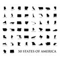 USA United States of America map set icon flat vector template design trendy Royalty Free Stock Photo