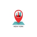 New York city skyline silhouette vector logo illustration Royalty Free Stock Photo