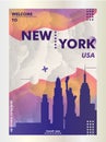 USA United States of America New York skyline city gradient vector poster Royalty Free Stock Photo