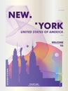 USA United States of America New York skyline city gradient vector poster