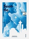 USA United States of America Seattle skyline city gradient vector poster Royalty Free Stock Photo
