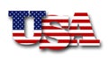 USA (United States of America) text for logo or label - composition of text and American flag Royalty Free Stock Photo