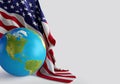 USA United states of America world globe with american flag 3d-illustration. elements of this image furnished by NASA