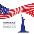 USA (united states) flag wave and Statue of Liberty Royalty Free Stock Photo