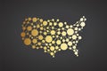 USA United States Gold Network Map. Vector Graphic Design Royalty Free Stock Photo