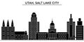 Usa, Utah, Salt Lake City architecture vector city skyline, travel cityscape with landmarks, buildings, isolated sights Royalty Free Stock Photo