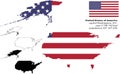 USA vector map, flag, borders, mask , capital, area Royalty Free Stock Photo