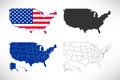 USA vector map set. American national flag colors. Vector United States of America silhouette with states borders Royalty Free Stock Photo