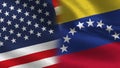 Usa and Venezuela Realistic Half Flags Together