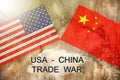 USA versus China. Trade war concept Royalty Free Stock Photo