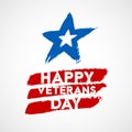 USA Veterans day background. Vector abstract grunge brushed flag with text. Template grunge hand-drawn banner