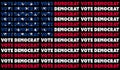 A USA Vote Democrat 2020 Text Illustration Design Aligned With The Red, White And Blue Stars And Stripes Of The American Flag