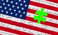 Usa vote election for 2016 united states of america flag on puzzle with puzzle piece with chroma green screen Royalty Free Stock Photo