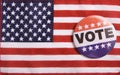 USA Voting Pin on Flag Royalty Free Stock Photo