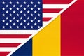 USA vs Chad national flag from textile. Relationship between two american and african countries Royalty Free Stock Photo