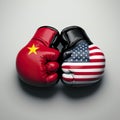 USA VS China in boxing glove fighter isolated on white background Royalty Free Stock Photo