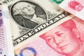 USA vs China. USA and China finance trade war concept. Dollar vs Yuan