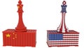 usa vs china trade tariffs war strategy - 3d rendering Royalty Free Stock Photo