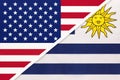 USA vs Uruguay national flag. Relationship between two countries