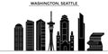 Usa, Washington, Seattle architecture vector city skyline, travel cityscape with landmarks, buildings, isolated sights Royalty Free Stock Photo