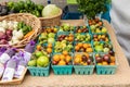 Fresh heriloom tomatoes for sale at a farmers market Royalty Free Stock Photo