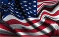 USA waving flag set of vector illustration. Stripes and stars of American wavy realistic flag as a patriotic symbol Royalty Free Stock Photo