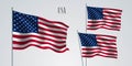 USA waving flag set of vector illustration Royalty Free Stock Photo
