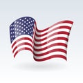 USA wavy flags. United States patriotic national symbol. Set of American flag. Icon. Print. Vector illustration Royalty Free Stock Photo