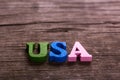 Usa word made of wooden letters Royalty Free Stock Photo
