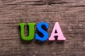 Usa word made of wooden letters Royalty Free Stock Photo