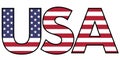 USA word mark with flag overlay