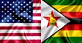 USA and Zimbabwe flag silk Royalty Free Stock Photo