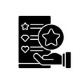 Usability evaluation black glyph icon