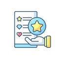 Usability evaluation RGB color icon