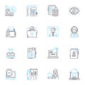 Usability linear icons set. Intuitive, Efficient, Accessible, User-friendly, Responsive, Consistent, Clear line vector